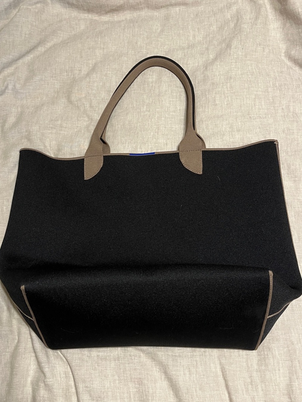 Rothy's Black Tote with Brown Handles